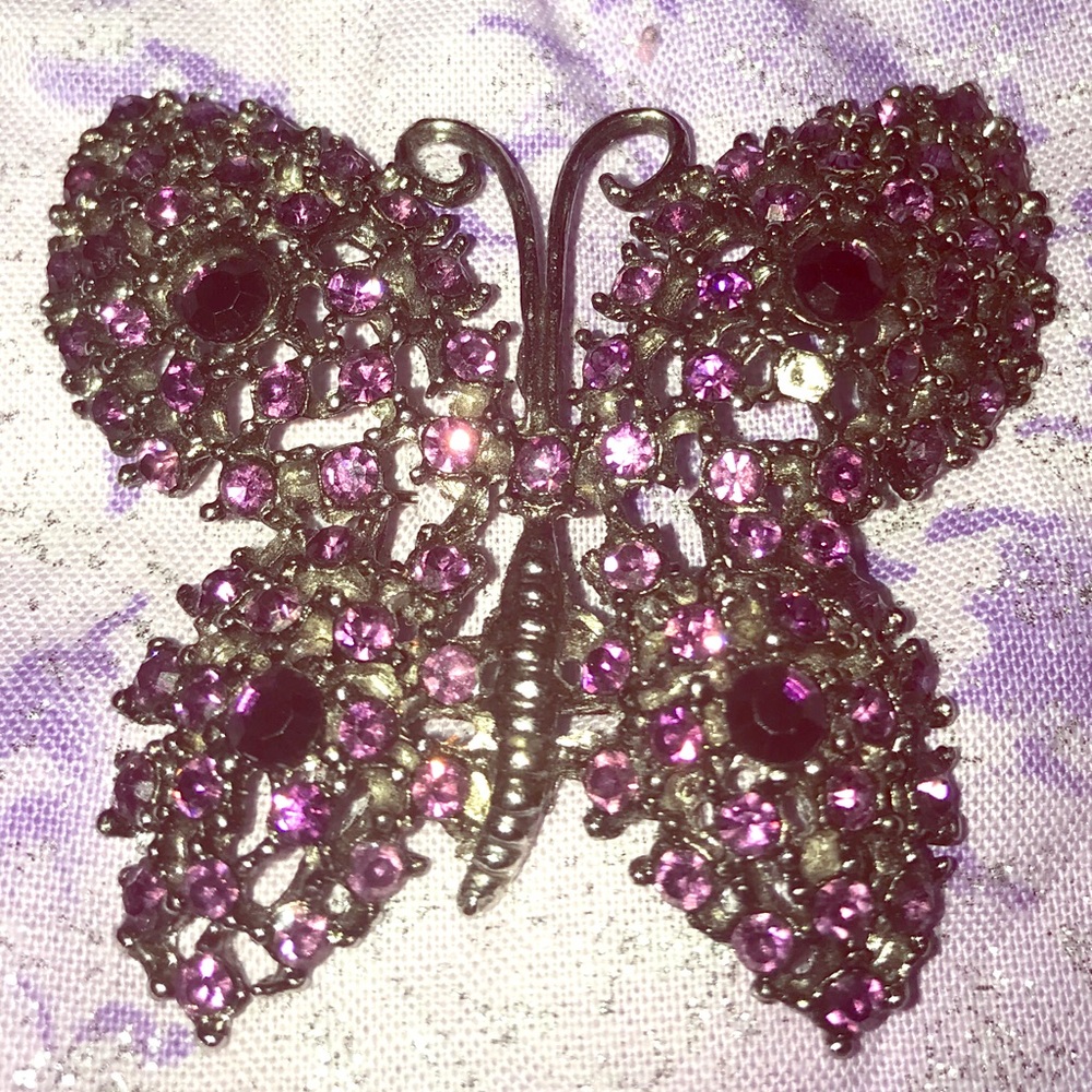 💜Purple Crystal Butterfly Brooch 💜